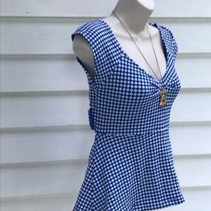 Anthro Deletta Blue & white print Peplum XS